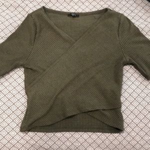 Iris ribbed sage green short sleeve